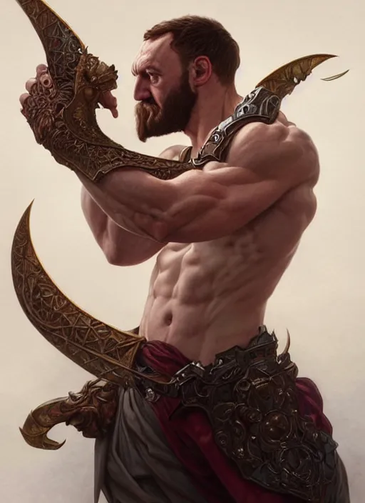 Image similar to portrait of alex horne, d & d, muscular! fantasy, intricate, elegant, highly detailed, digital painting, artstation, concept art, smooth, sharp focus, illustration, art by artgerm and greg rutkowski and alphonse mucha