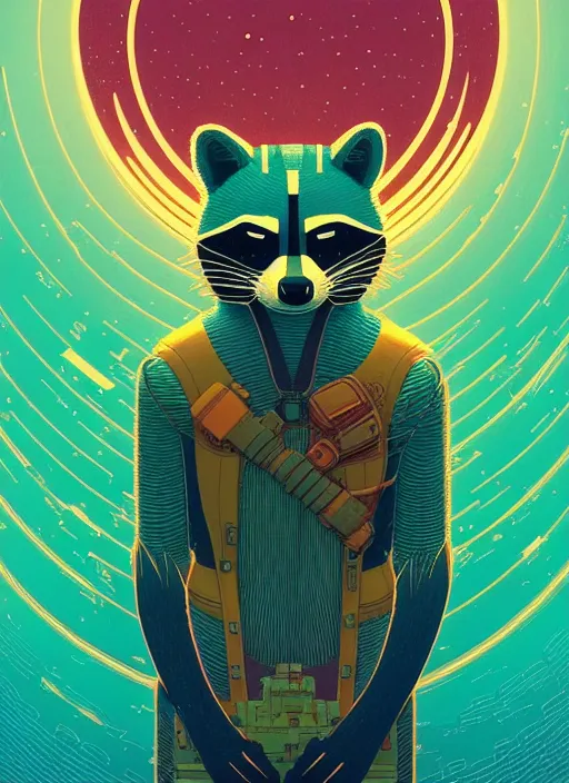 Prompt: symmetry!! stunning portrait of rocket raccoon, by victo ngai, kilian eng vibrant colors, dynamic lighting, digital art, winning award masterpiece, fantastically beautiful, illustration, aestheticly inspired by beksinski and dan mumford, upscale with simon stalenhag work, artstation, 8 k
