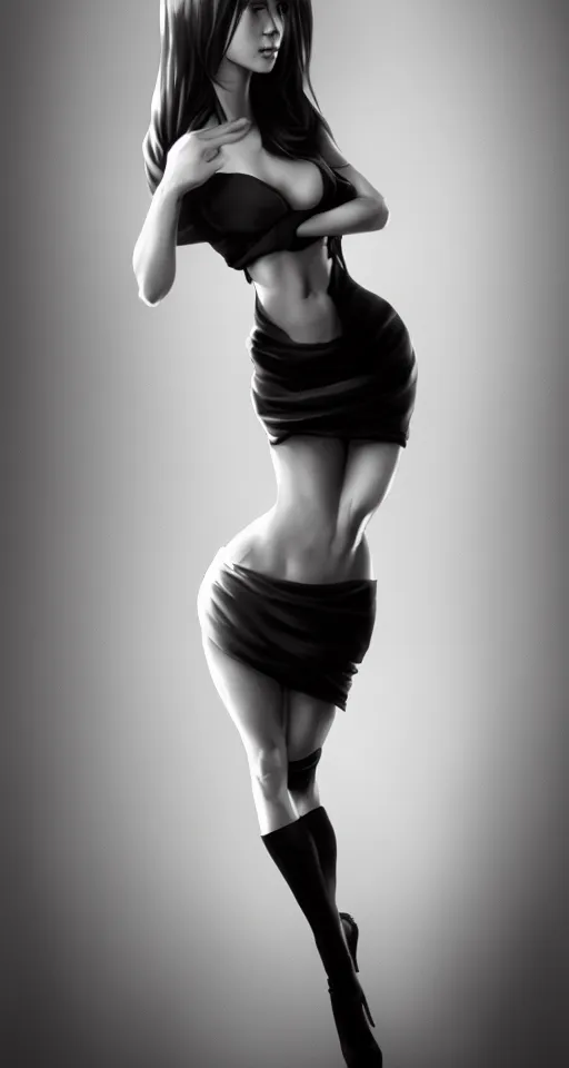 Image similar to full body portrait of a beautiful woman in black and white, photorealistic, upper body, art by diego fazio and diegoKoi and artgerm, concept art, hyper sharp focus, 8k highly detailed