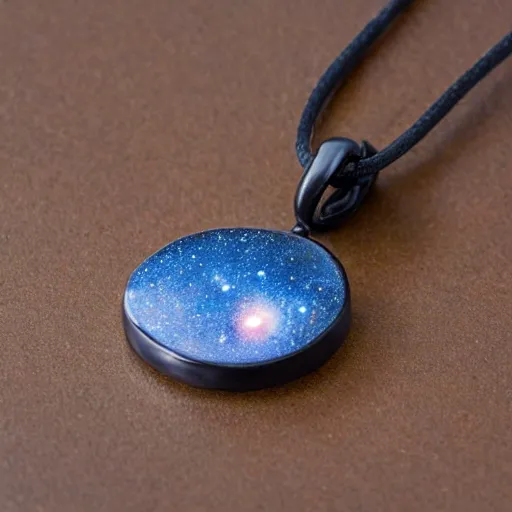 Image similar to an intricate ebony pendant in front of the milky way galaxy