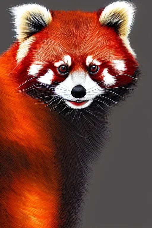 Image similar to an amber red panda, symmetrical, highly detailed, digital art, sharp focus, trending on art station