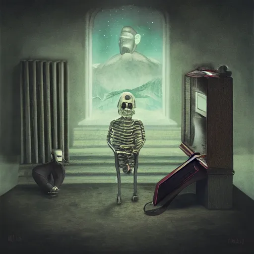 Prompt: creepy album art by chris bilheimer, surreal, 8 k