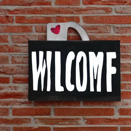 Image similar to a sign that says'welcome'in front of an oven