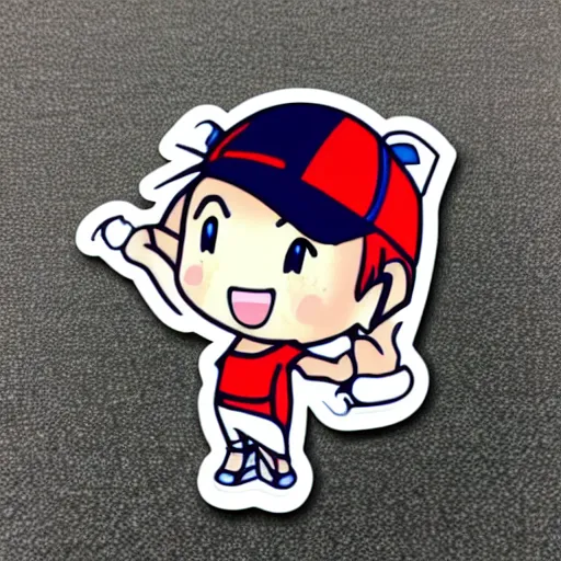 Prompt: die cut sticker of chibi anime kawaii cute golf player