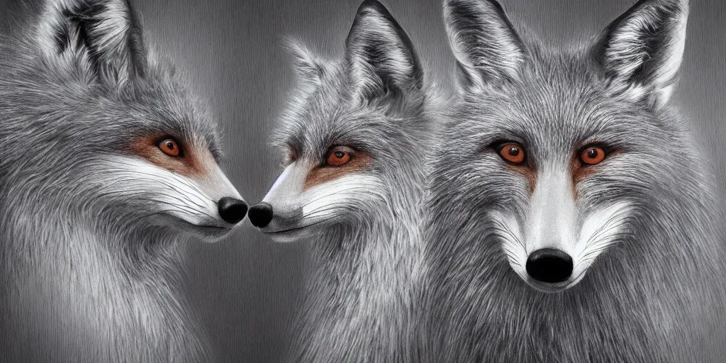 Image similar to hyperrealistic photography of a highly detailed and symmetrical gorgeous very beautiful foxes, wolves, and dogs, in the style of livio scarpella, beth cavener, jin kagetsu, face symmetry, masterpiece, award - winning, sharp focus, intricate concept art, ambient lighting, 8 k, artstation