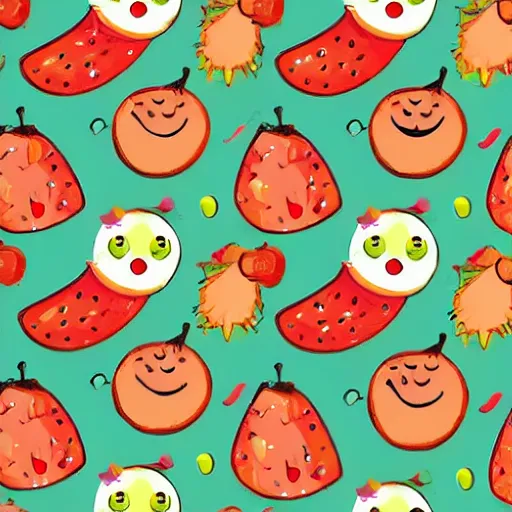 Image similar to dancing fruit, they are very happy, smiling, children illustration, 2D