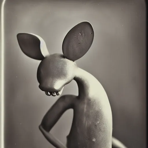 Prompt: wet plate photography, mewtwo in laboratory