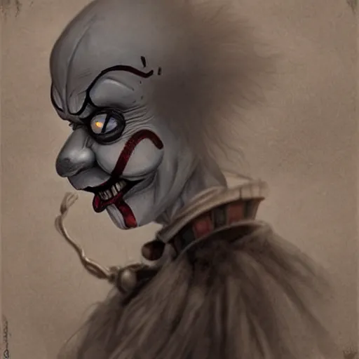 Prompt: surrealism grunge cartoon portrait sketch of Pennywise, by michael karcz, loony toons style, freddy krueger style, horror theme, detailed, elegant, intricate