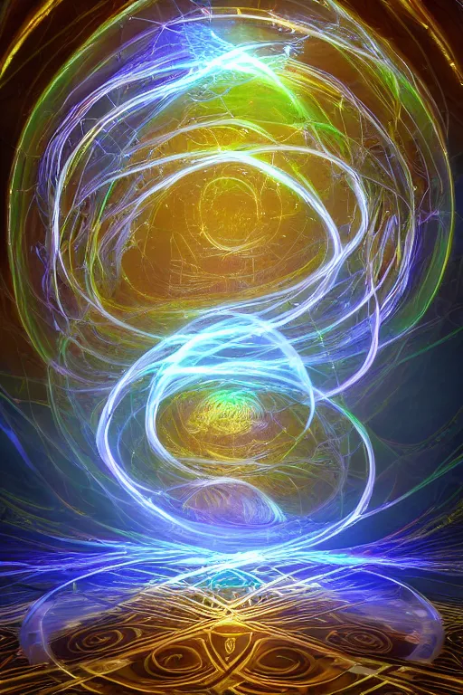 Image similar to swirling elven light streaks and ornate flowing light streams and smooth particle effects, apophysis, unreal engine