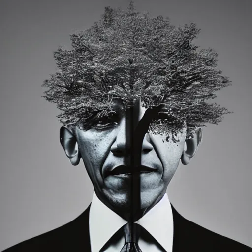 Prompt: barack obama shaped tree, fashion photography