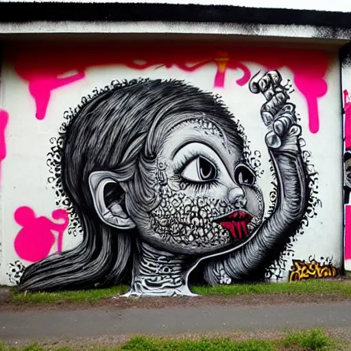 Image similar to transylvanian folk art, in the style of graffiti, made by phlegm