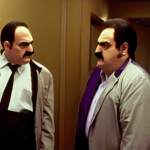 Prompt: Wario and Waluigi in The Sopranos, film still