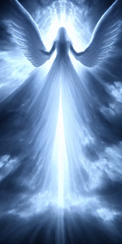 Image similar to a way to go to heaven. very beautiful and peaceful celestial way in the sky to go to the gate of heaven. we can see very detailed angels fly near this way. souls are across the way. white ominous. volumetric light, intricate, very beautiful fantasy art, digital illustration. unreal engine 5 rendering.