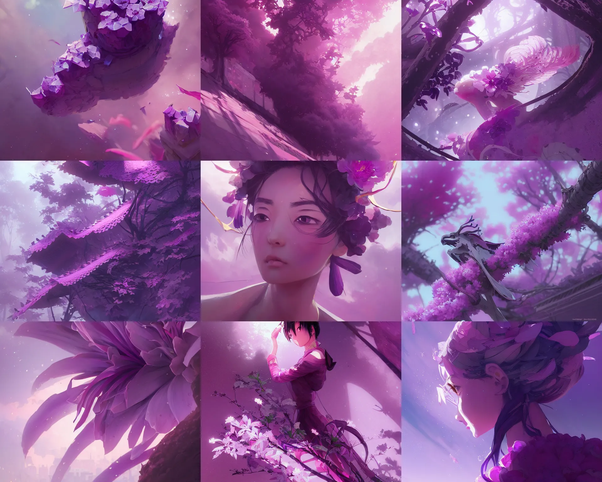 Prompt: purple pink koriko, magnificent, close up, details, sharp focus, elegant, highly detailed, illustration, by Jordan Grimmer and greg rutkowski and PiNe(パイネ) and 薯子Imoko and 香川悠作 and wlop and maya takamura, intricate, beautiful, Trending artstation, pixiv, digital Art