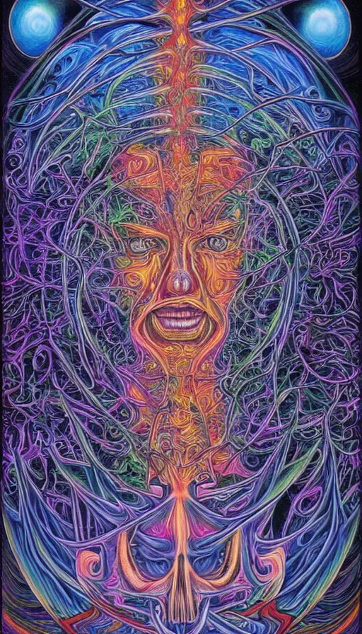 Image similar to Psytrance Artwork, by Alex Grey ,