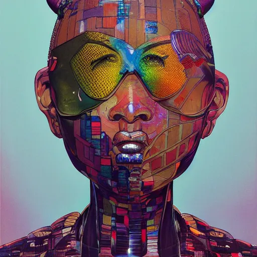 Image similar to citizen portrait afrofuturism soft light painted by james jean and katsuhiro otomo and erik jones, inspired by appleseed anime, smooth face feature, intricate oil painting, high detail illustration, sharp high detail, manga and anime 1 9 9 9