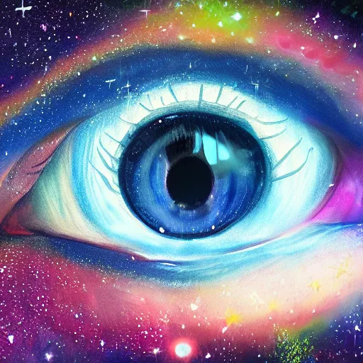 Image similar to galaxy in the eye 👁️ , high quality, high details, digital art, realistic