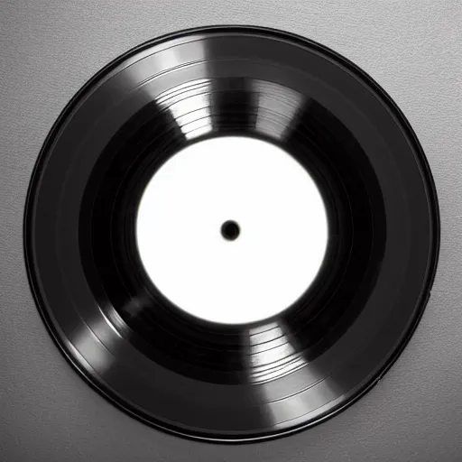 Image similar to a studio photograph of a black framed vinyl record, diffuse lighting