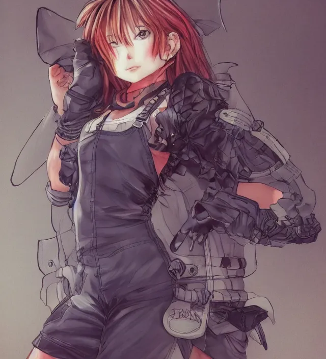 Image similar to full body pose, hd, manga anime portrait of a fairy girl in combat boots and overalls, ishikawa ken, frank miller, jim lee, alex ross style detailed trending award winning on flickr artstation,