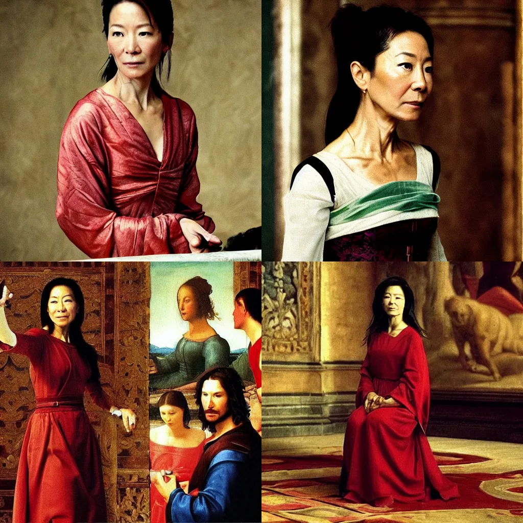 Prompt: renaissance painting of Michelle Yeoh