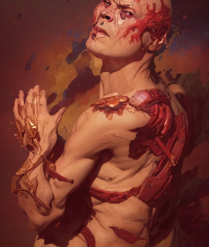 Image similar to excellent painted portrait of the grand demon tyrant, high quality masterpiece painting with detailed face, 4k, trending on artstation, octane render, art by artgerm and greg rutkowski and alphonse mucha and craig mullins and James Jean and Andrei Riabovitchev and Marc Simonetti and peter mohrbacher