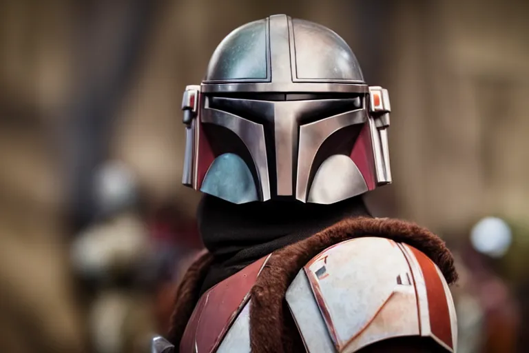 Image similar to Grogu, still from the Mandalorian show, shallow depth of field, Nikon 50mm f/1.8G