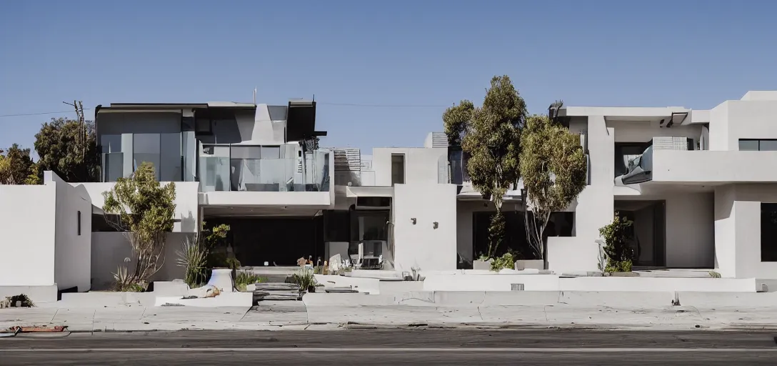 Prompt: the perfect beautiful modern house in los angeles 50mm camera