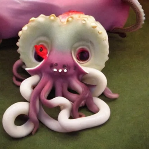 Prompt: adorable octopus eating a vampire