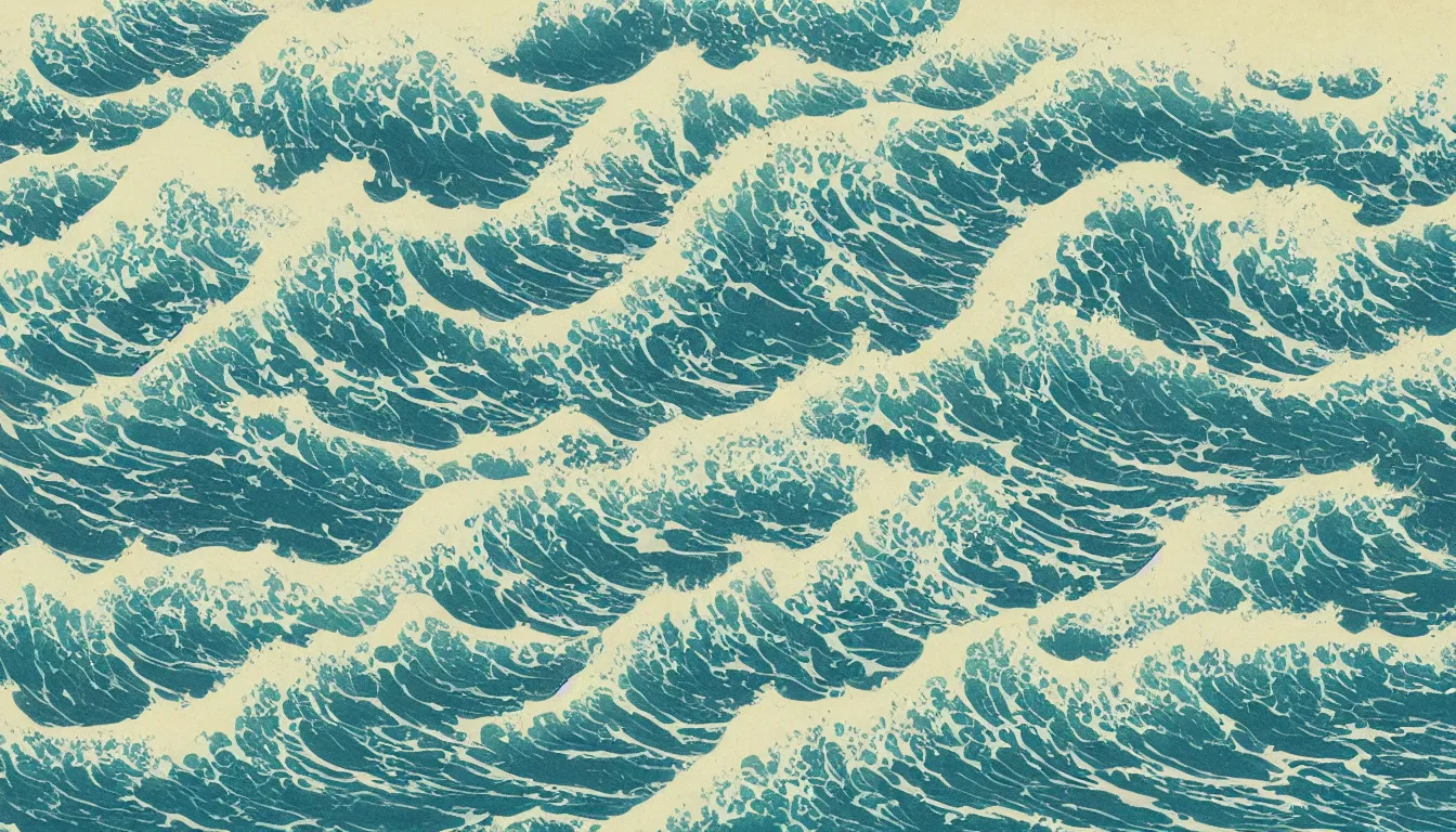 Image similar to ocean swells, japanese illustration