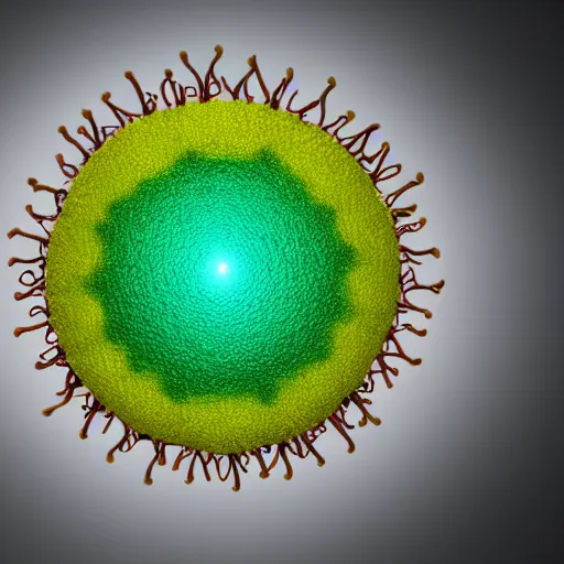 Prompt: macro picture of a smiling virus