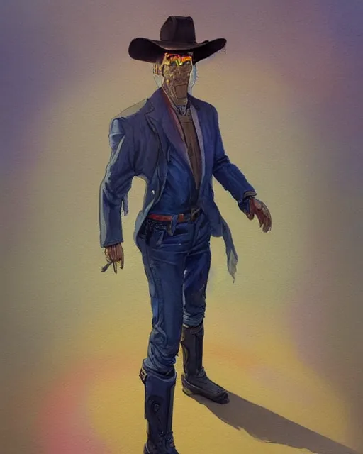 Prompt: a oil / watercolor painting full body character portrait of a high noon android in the style of moebius in the style of leonard boyarsky trending on artstation deviantart pinterest detailed realistic hd 8 k high resolution