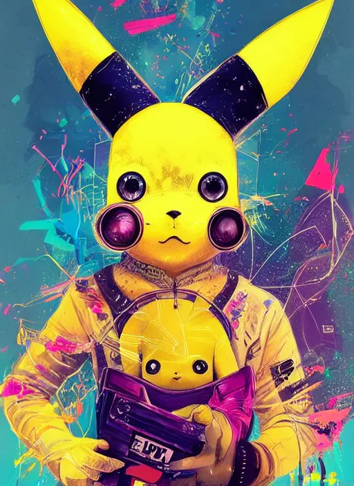 Prompt: beautiful portrait of lofi cyberpunk pikachu, by Tristan Eaton, Stanley Artgermm, Tom Bagshaw, Greg Rutkowski, Carne Griffiths, trending on DeviantArt, face enhance, hyper detailed. trending on Artstation, 8k, masterpiece, graffiti paint, fine detail, full of color, intricate detail, golden ratio illustration