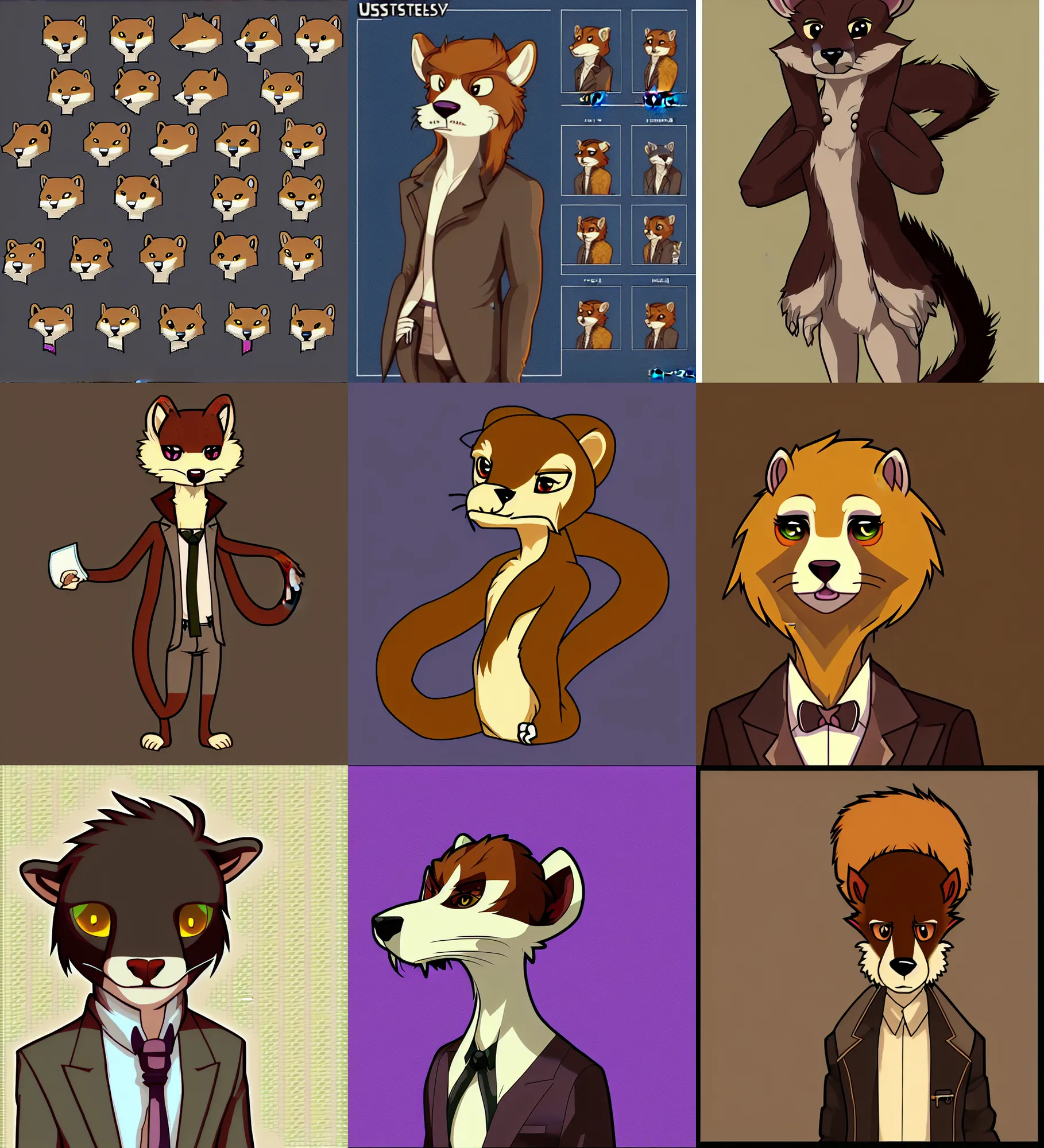 Image similar to furry - weasel - detective - fursona uhd ue 5 visual novel pc game expression art portrait sprite