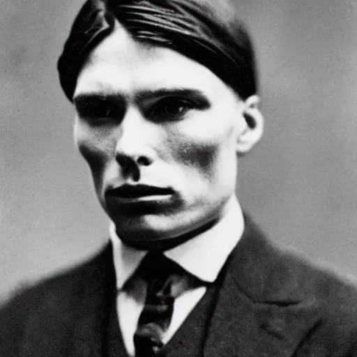 Image similar to headshot edwardian photograph of cillian murphy, 1 9 2 0 s, gang member, intimidating, tough, realistic face, 1 9 1 0 s photography, 1 9 0 0 s, grainy, victorian