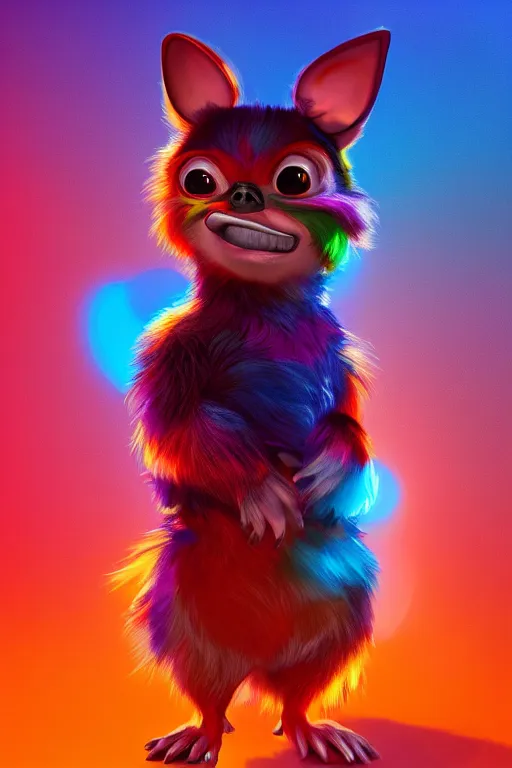 Image similar to colorful full body shot of gizmo, trending on artstation, trending on deviantart ,cinematic backlighting, 8k, hyper detail, studio disney