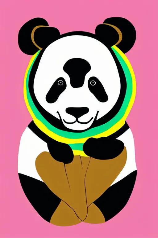 Image similar to minimalist boho style art of a colorful panda, illustration, vector art