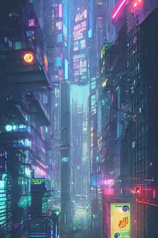 Prompt: a cyberpunk City with billboards, Hologramm and signs in a rainy night, Skyline view from a rooftop, rendered by simon stålenhag, rendered by Beeple, Makoto Shinkai, syd meade, environment concept, digital art, starwars, raphael lacoste, eddie mendoza, alex ross, concept art, cinematic lighting, , unreal engine, 3 point perspective, WLOP, trending on artstation, low level, 4K UHD image, octane render,