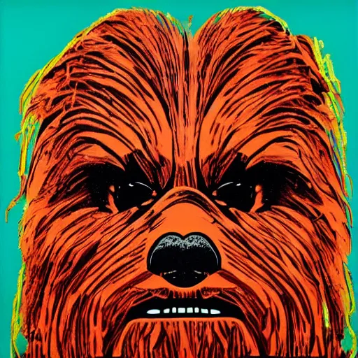 Image similar to portrait of chewbacca by andy warhol