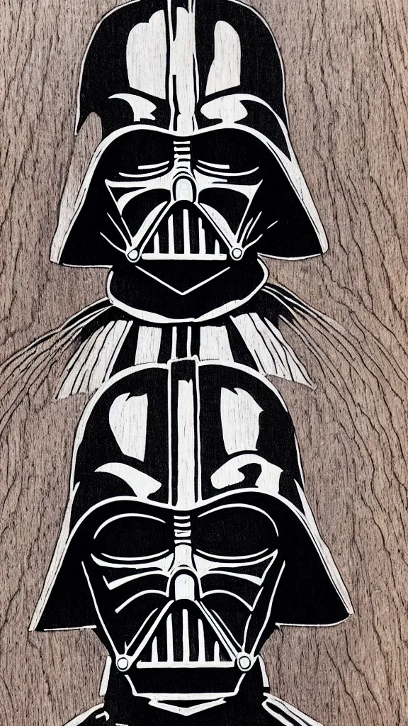 Image similar to a portrait of darth vader in the style of a wood burned etching. color harmony, 8 k detail, gallery quality, hd wallpaper, premium prints available, hyper - detailed, intricate design.