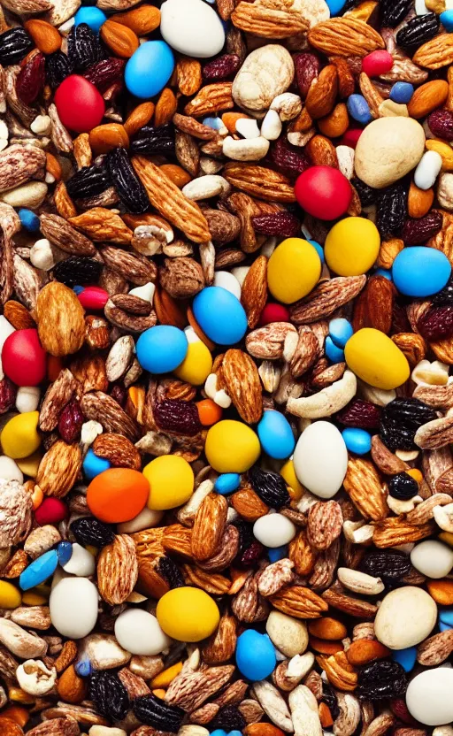 Prompt: a photo of the ultimate trail mix, 4k ultra