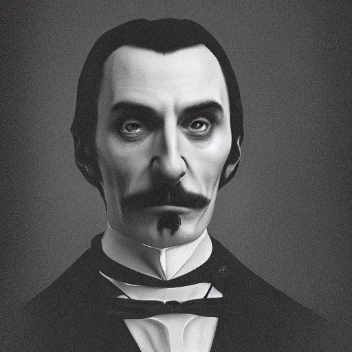 Prompt: a portrait of Dracula, victorian, depth of field, soft light, ominous, realistic, octane, photorealistic, detailed, 8k