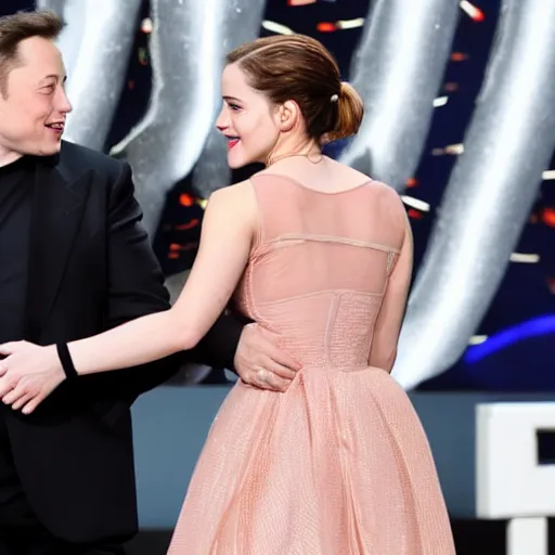 Prompt: elon musk and emma watson dancing together 4k