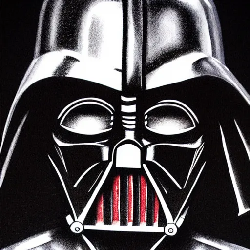 Image similar to darth vader drawn by a child, realistic, high detail,