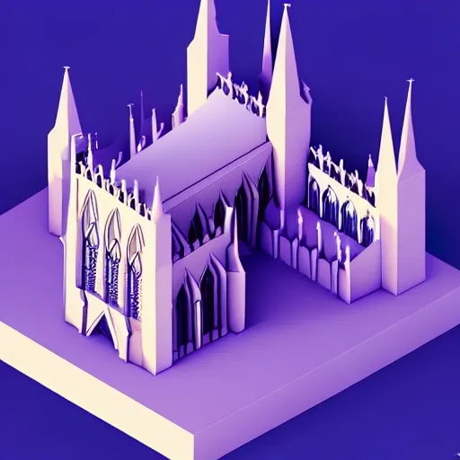 Prompt: Isometric 3D Fantasy Cathedral, low poly, pixiv