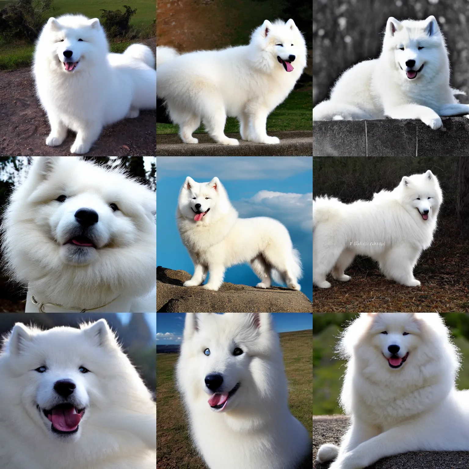 Prompt: a samoyed is clouds, fur is clouds, photo