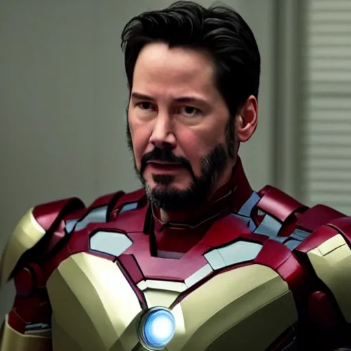 Prompt: keanu reeves as iron man in endgame