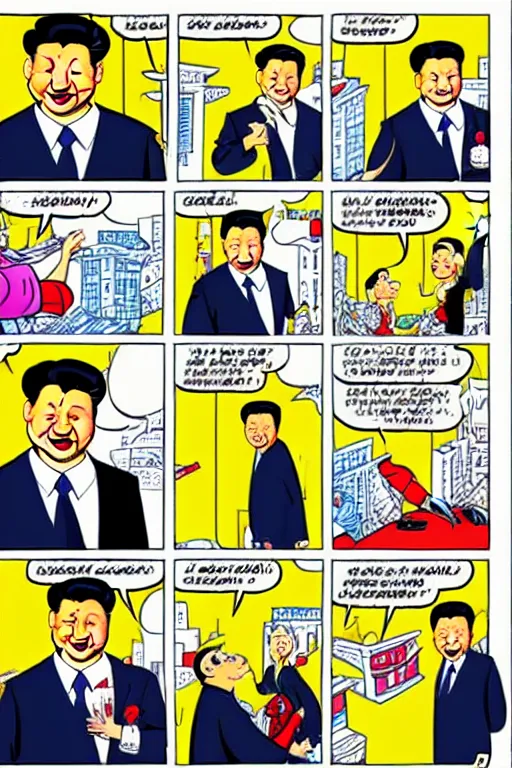 Prompt: xi jinping, in the style of dan decarlo, as drawn by dan decarlo for archie comics,