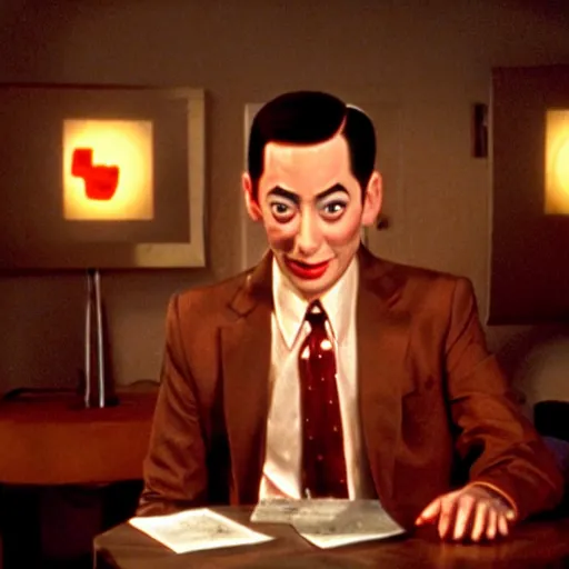 Prompt: pee wee herman in tarentino film from dusk to dawn cinematic film dramatic lighting