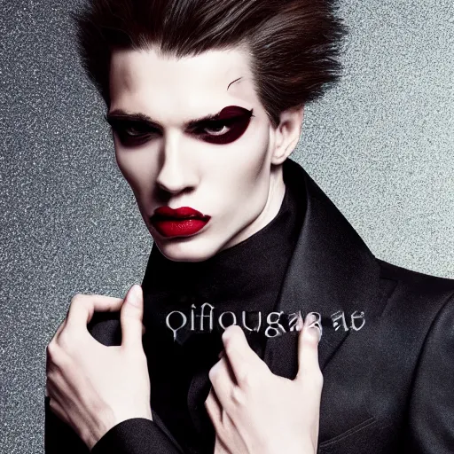 Image similar to head and shoulders vogue fashion photo portrait of a male vampire, d & d, fantasy