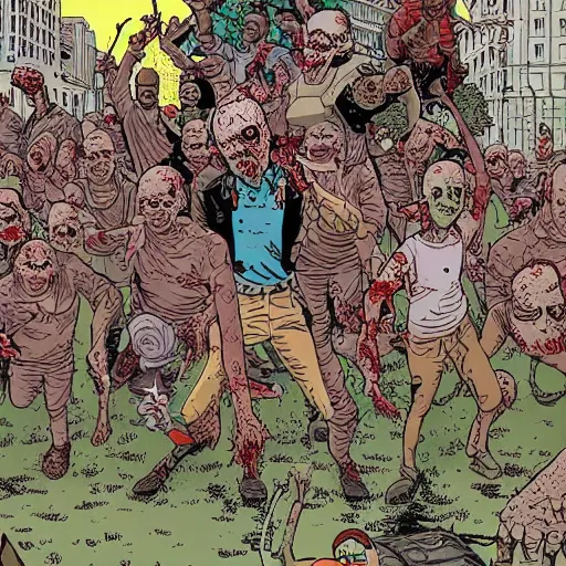 Image similar to zombie apocalypse by geof darrow, detailed